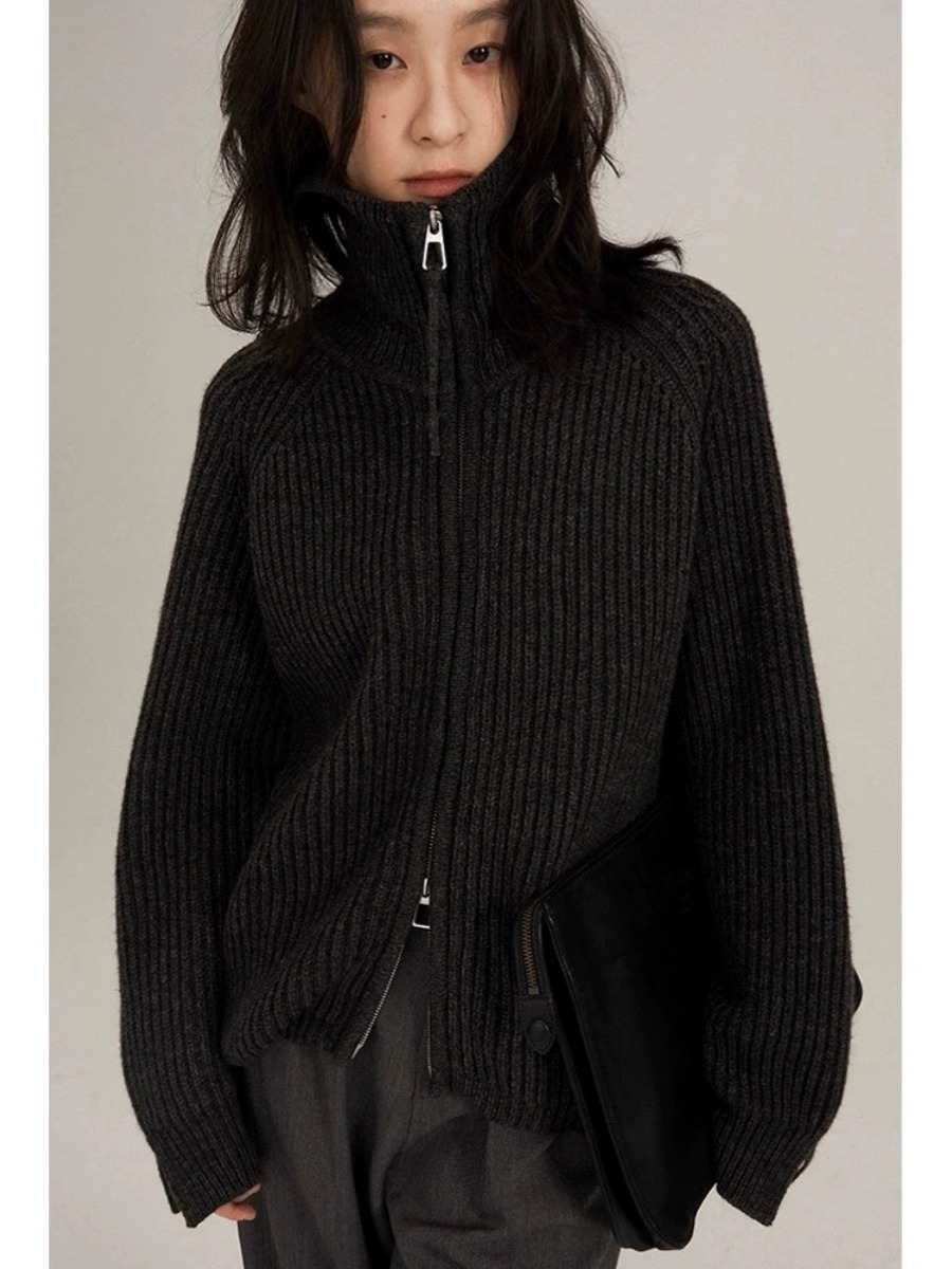 Wool Coat Peacoat - Zwaar Ontwerp Herfst/Winter Zwarte Revers Dubbele