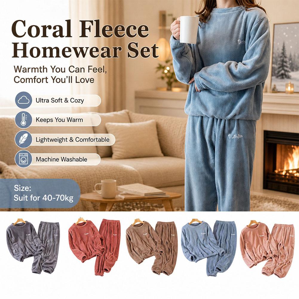 Corduroy Pant Warm - Coral Fleece Homewear Set Pyjama's Dames