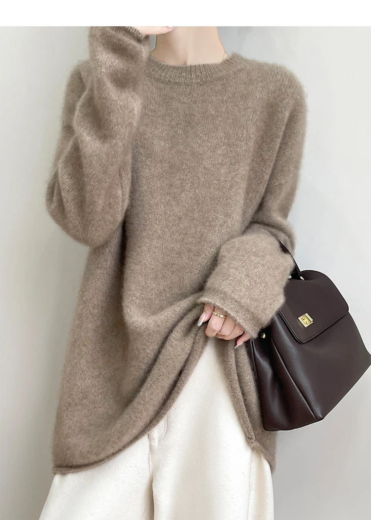 Wool Coat Peacoat - Dames plus size kasjmier trui ronde