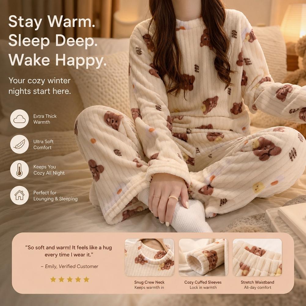 Corduroy Pant Warm - Pyjama's Dames Coral Fleece Beer Pyjamaset